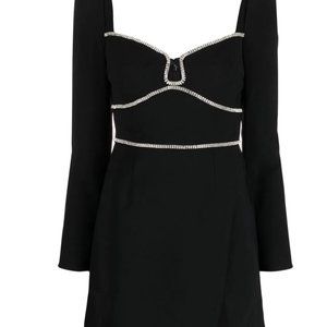 Self-Portrait diamanté-trim minidress black size US4 =UK8